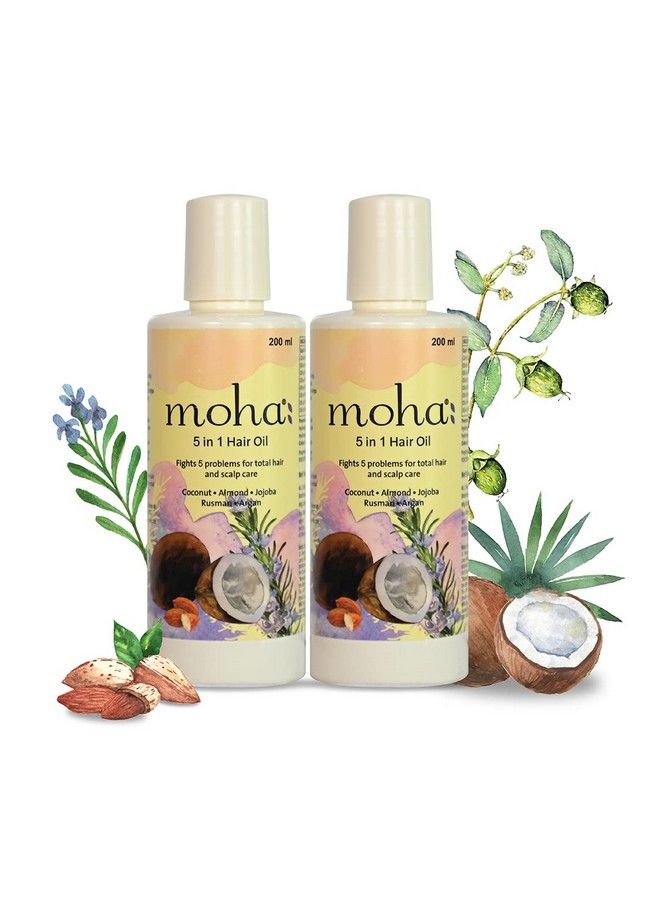 5 In 1 Hair Oil For Hair Growth And Hair Fall Reduction Clinically Proven (200 Ml X 2)