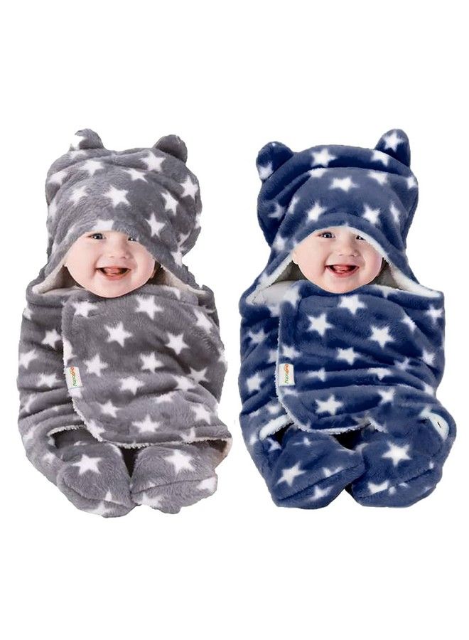 Baby Blankets New Born Babies ;Super Soft Baby Sleeping Bag For Baby (78Cm X 68Cm 06 Months Fleece Skin Friendly Stars Dark Blue Grey)