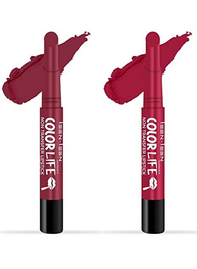 Non Transfer Water Proof Long Lasting Matte Lipstick Combo (Red Wine Pink Violet)