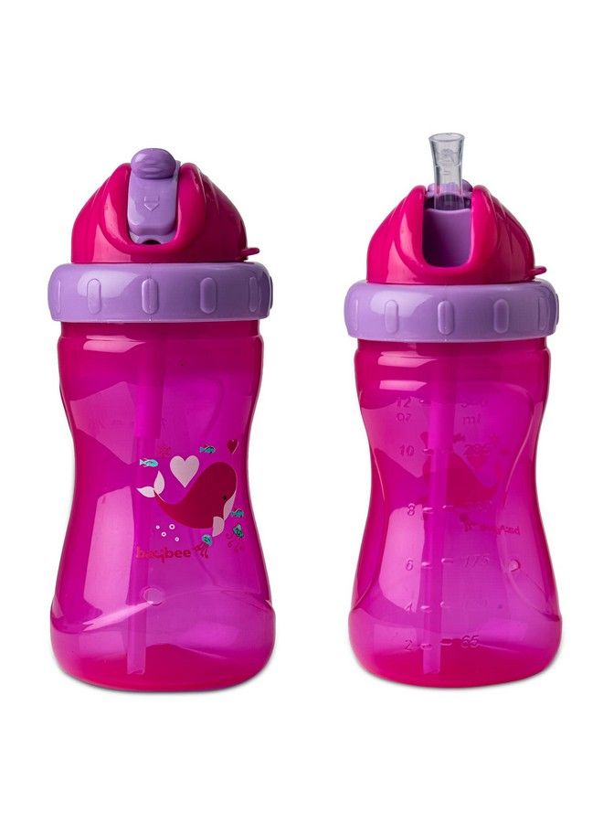 Zoo 340Ml Sipper Bottle For Kids Antispill Sippy Bottle With Soft Silicone Straw Bpa Free ;Sippy Cup Baby Bottle Sipper ; Sipper Bottle For Kids Infants & Toddlers 6 Months To 3 Years (Pink)