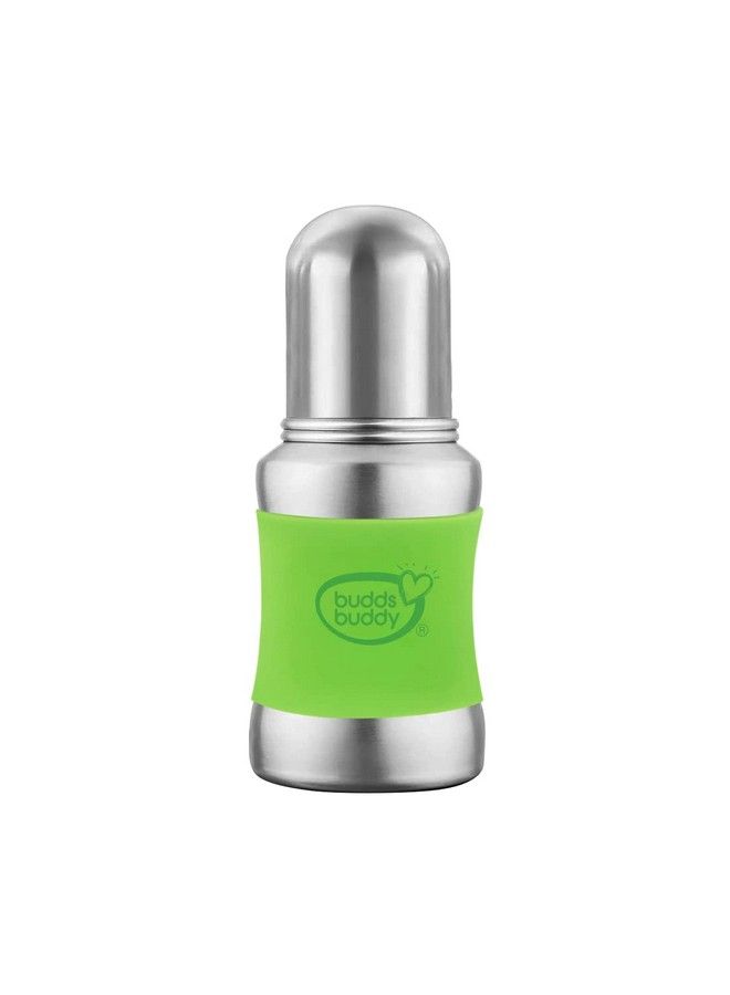 Stella Plus Neck New Born Baby Feeding Bottle Made With High Grade Stainless Steel ; Rust Free Feeding Bottle With Nipple ; Leak Proof Baby Bottle ; With Extra Spout Sipper ; 180 Ml ; Green