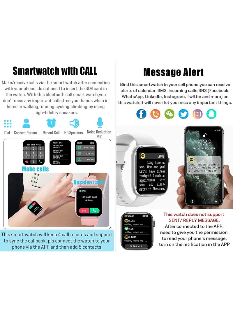 Smartwatch for Men Women with Bluetooth Call, Heart Rate Sleep Fitness Tracker Notification Weather 100 Sport Modes Smartwatch for Android iOS