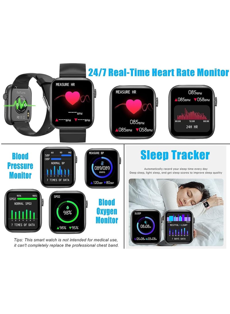 Smartwatch for Men Women with Bluetooth Call, Heart Rate Sleep Fitness Tracker Notification Weather 100 Sport Modes Smartwatch for Android iOS