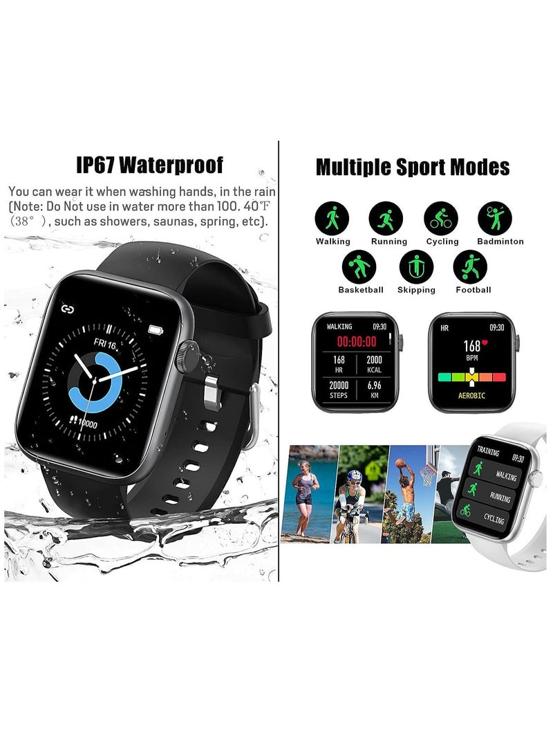 Smartwatch for Men Women with Bluetooth Call, Heart Rate Sleep Fitness Tracker Notification Weather 100 Sport Modes Smartwatch for Android iOS