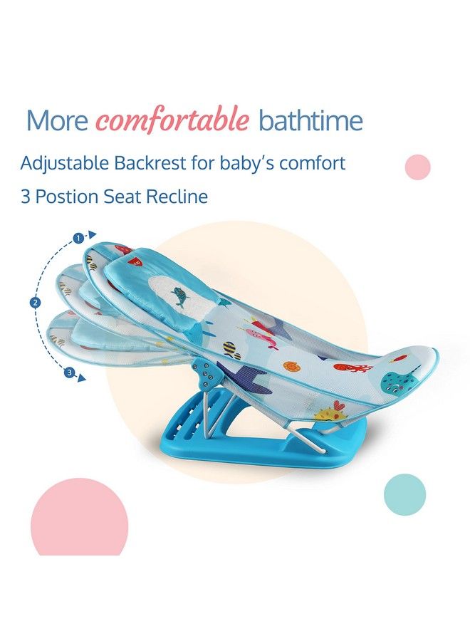 Aqua Tales Baby Bather For Baby 06 Months New Born Baby Bath Chair 3 Position Adjustable Washable Soft Mesh Large Seat (Multicolor)