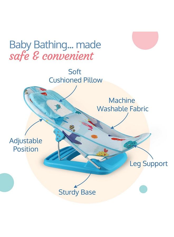 Aqua Tales Baby Bather For Baby 06 Months New Born Baby Bath Chair 3 Position Adjustable Washable Soft Mesh Large Seat (Multicolor)
