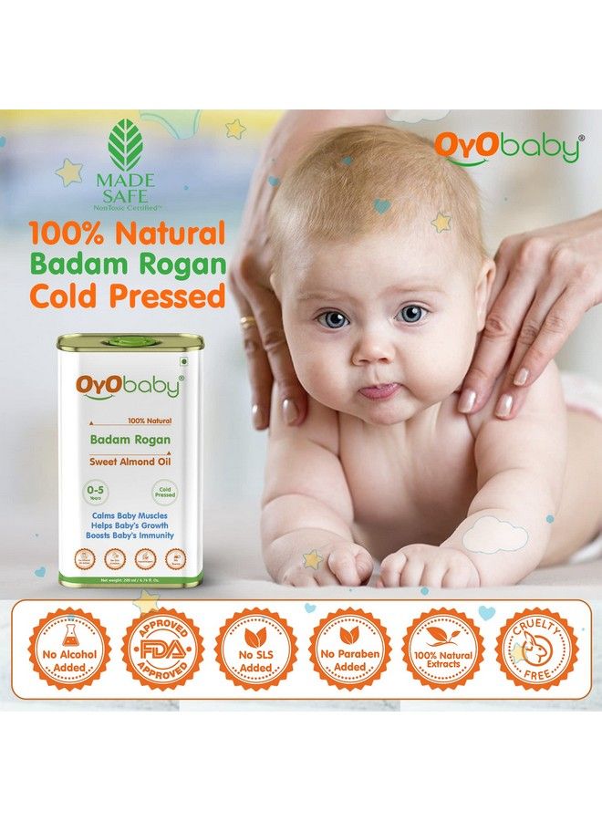 New Born Combo Baby Shampoo For Newborn Babies Badam Tel 100% Pure Sweet Almond Oil 200Ml Each