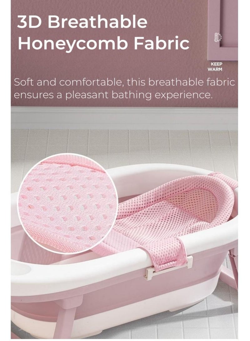 Foldable Baby Bathtub with Bath Mat & Temperature Monitor Anti Slip Pads Design Bathing Tub Infant Shower Tub 0M+