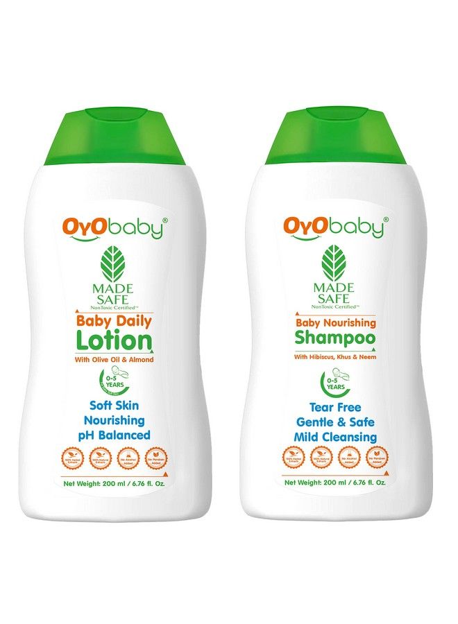 New Born Combo Daily Moisturizing Natural Baby Lotion 200Ml And Baby No Tears Baby Shampoo For Newborn Babies 200Ml Each