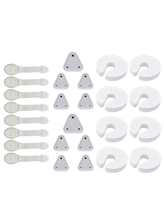 Child Proofing Combo 8 Child Safety Locks 10 Pcs Socket Guards 8 Pcs Door Finger Pinch Guards. Total 26 Pcs In Pack.