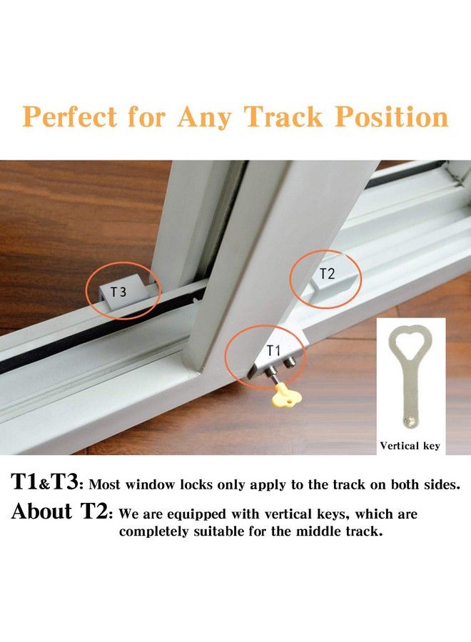 4 Sets Sliding Window Locks Baby Safety Lock Security Window Lock Aluminum With Key Window Stoppers For Slide Door Adjustable Security Locks For Kids Room Hung Windows Silver