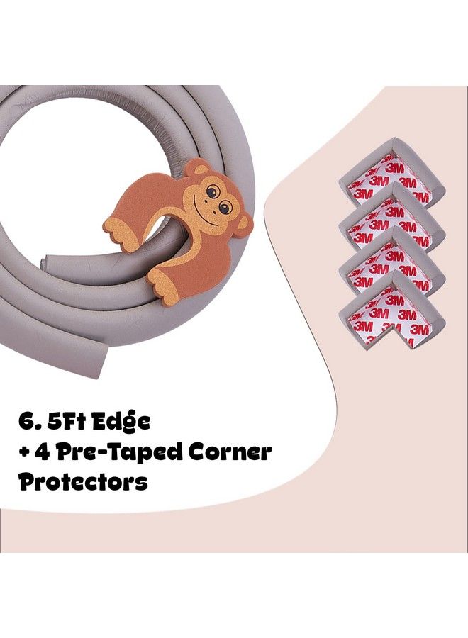Baby Proofing Edge & Corner Guards ; Safe Edge & Corner Cushion ; Extra Long 6.5Ft Edge + 4 Pretaped Corner Protectors ; Child Safety Furniture Cushion (Grey 6 Ft + 4 Edge)