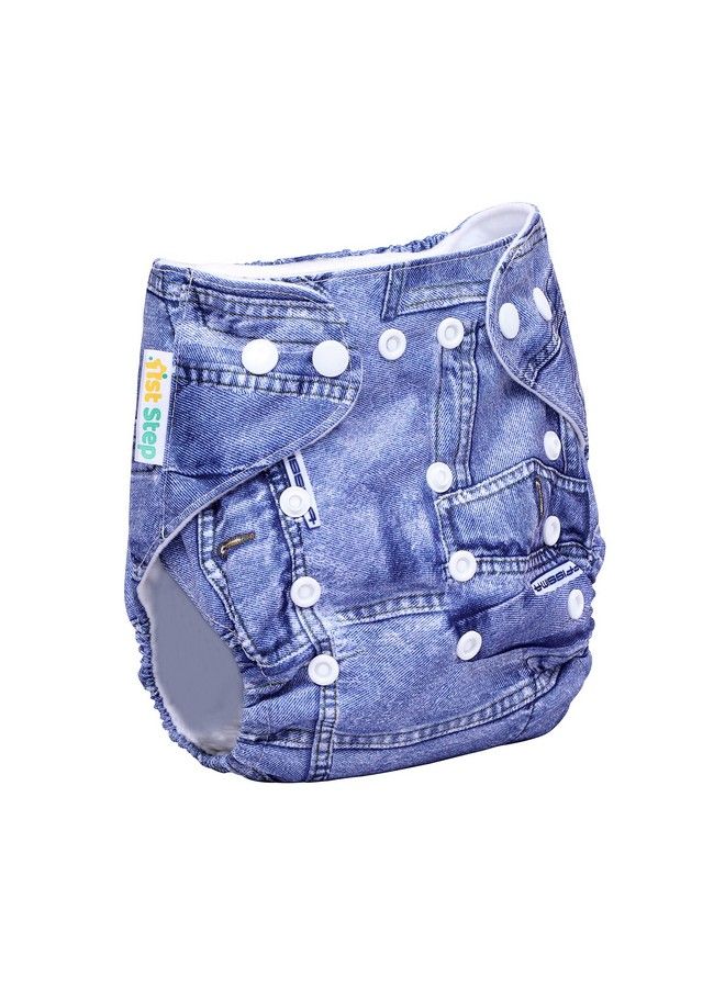 Size Freesize Adjustable Washable And Reusable Diaper With Diaper Liner (Denim)