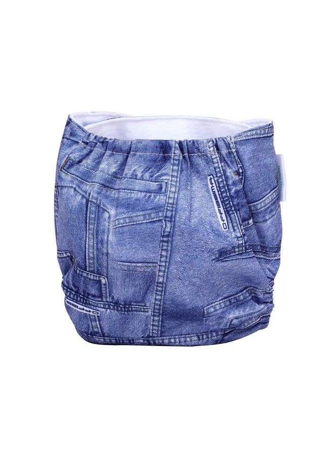 Size Freesize Adjustable Washable And Reusable Diaper With Diaper Liner (Denim)