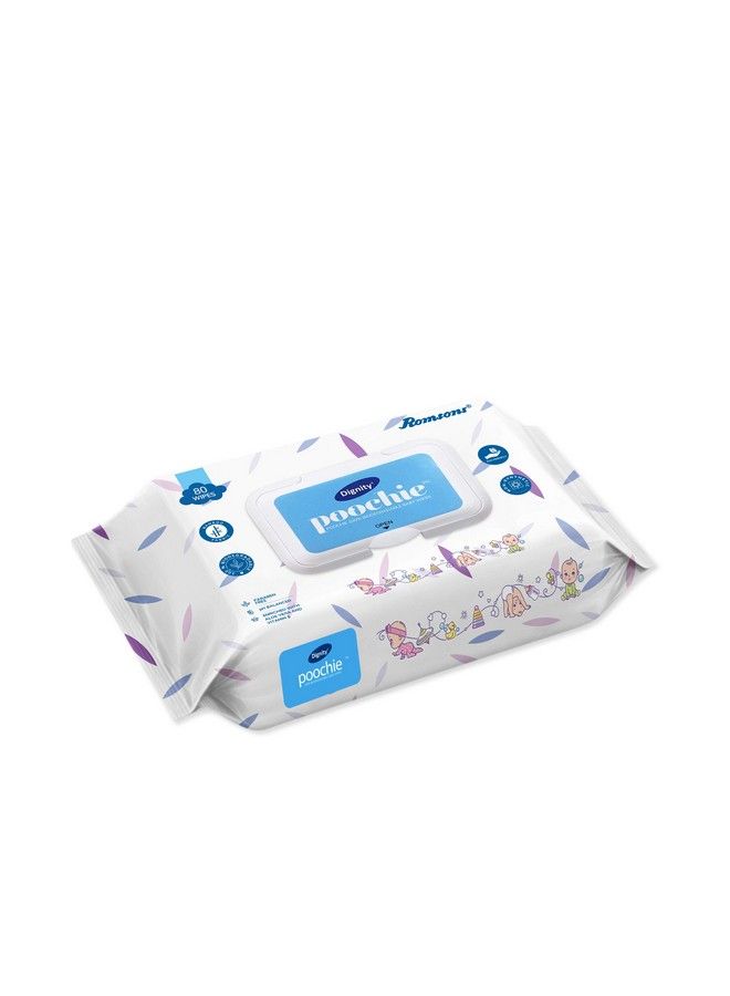Poochie 100% Biodegradable Baby Wipes 150 X 200 Mm 80 (Clear Pack Of 12 960)