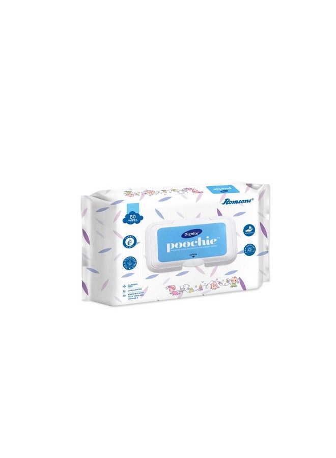 Poochie 100% Biodegradable Baby Wipes 150 X 200 Mm 80 (Clear Pack Of 12 960)