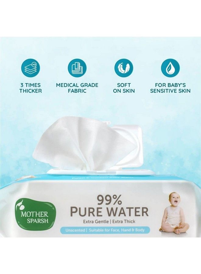 99% Pure Water Baby Wipes Pack Of 4 (40 X 4 Wipes) ; Travel Friendly Pack Made With Plant Based Fabric