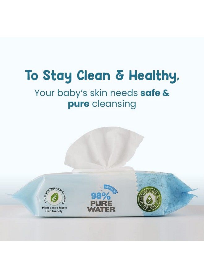 98% Water Based Wipes (80 Scented Wipes Pack Of 2) Plant Based Fabric