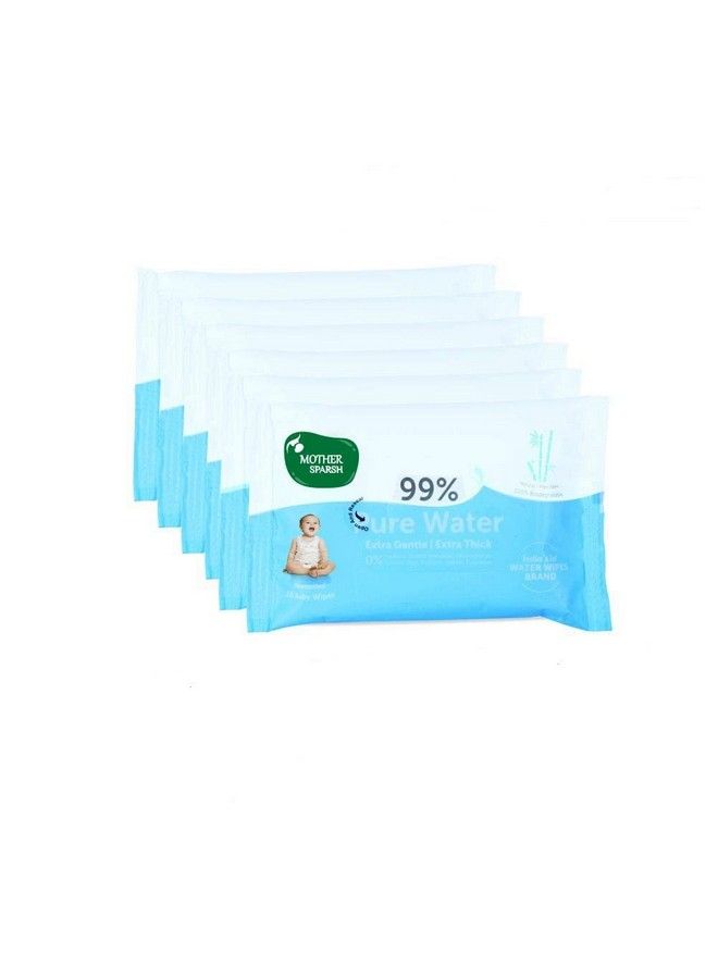 Thick Fabric Baby Water Based (Unscented) Wipe (Blue 10 Wipes)Pack Of 6