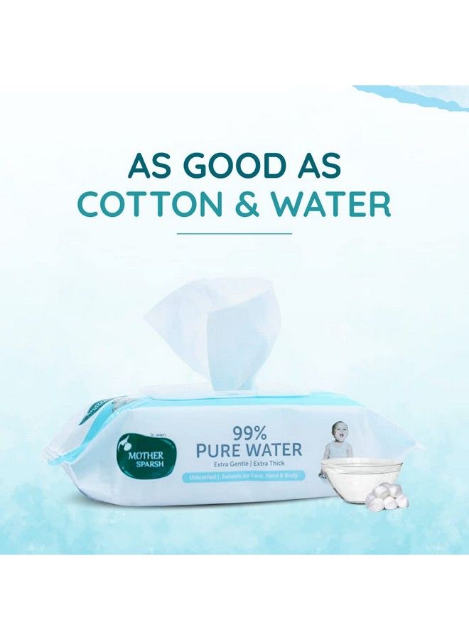 99% Pure Water Baby Wipes (40X2) Super Saver Travel Friendly Combo Pack ; Wipes Made With Plant Based Fabric