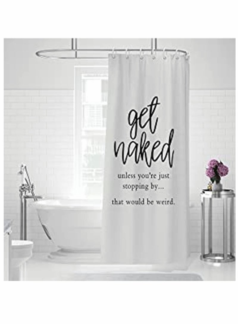Shower Curtain, Bathroom Waterproof Anti-Mold Modern Minimalist Fashion Curtain, Privacy Curtain, Quotes Inspirational, with 12 Pack Plastic Hooks (65''W x 70''L , White)✅Size - The standard size is a