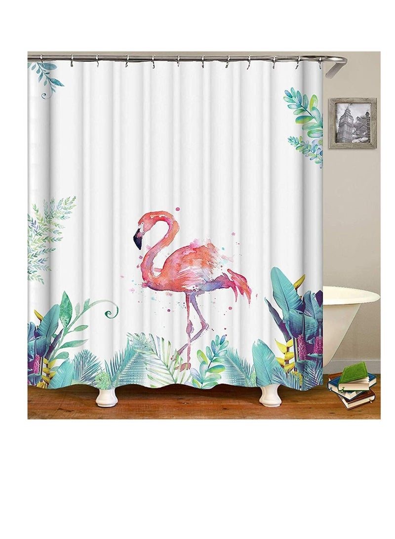Shower Curtains, Multifunctional Decorations Shower Curtain Waterproof Bathroom Shower Curtain with 12 Hook , Durable Waterproof Bath Curtain (180*180cm Flamingo)