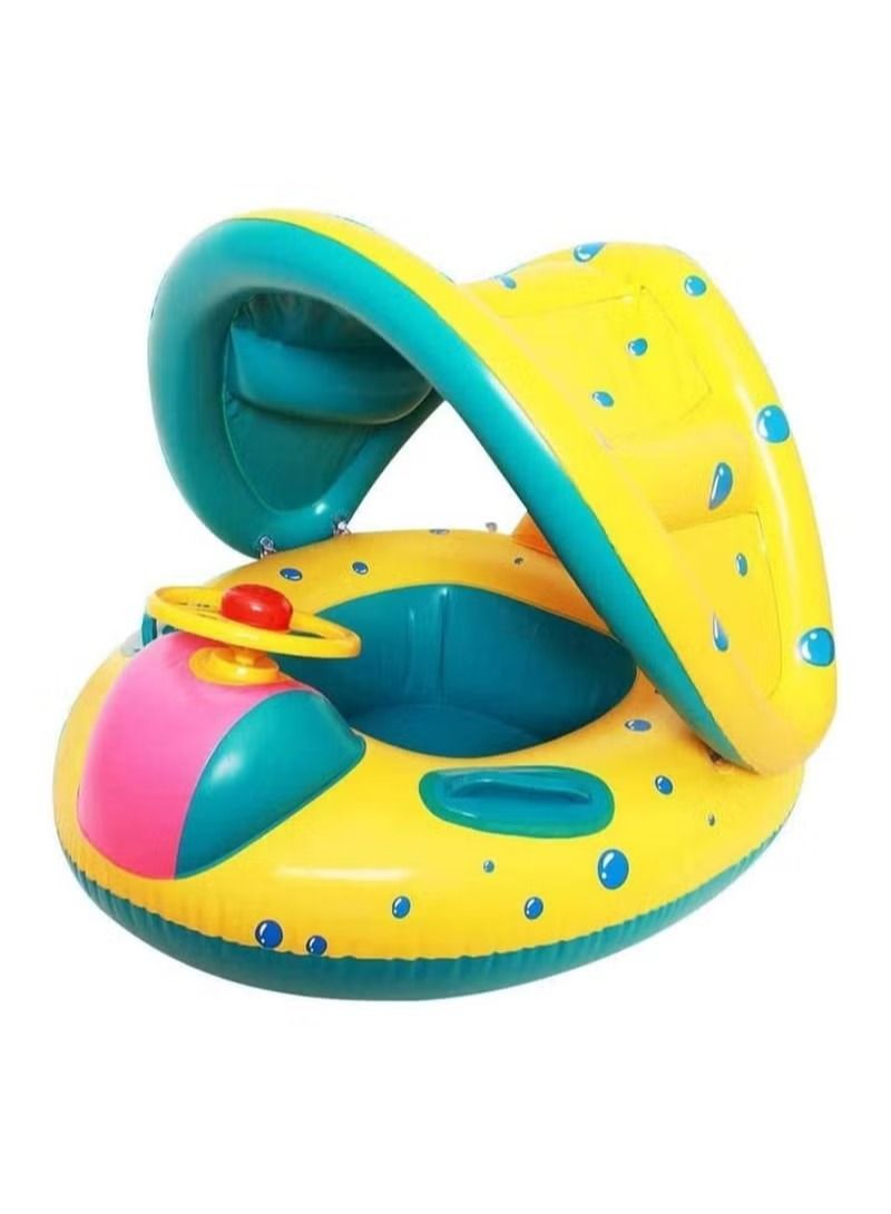 Baby Inflatable Swimming Ring with Adjustable Sun Shade Pool Float