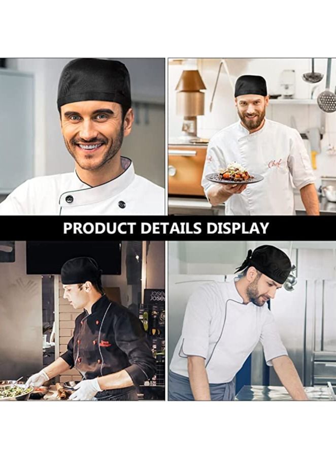 Chef Hat Womens Cooking Hats Elastic Back Skull Cap Chef Hat with Ties Unisex Adjustable Kitchen Cooking Chef Cap for Men Women for Kitchen Cooking Service and Other Work 3 pieces