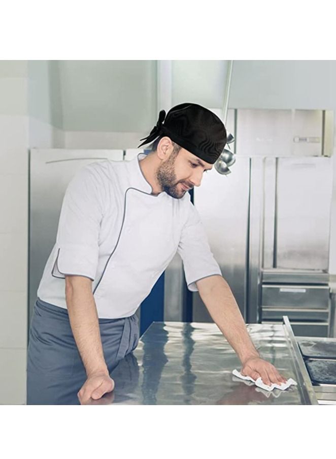 Chef Hat Womens Cooking Hats Elastic Back Skull Cap Chef Hat with Ties Unisex Adjustable Kitchen Cooking Chef Cap for Men Women for Kitchen Cooking Service and Other Work 3 pieces