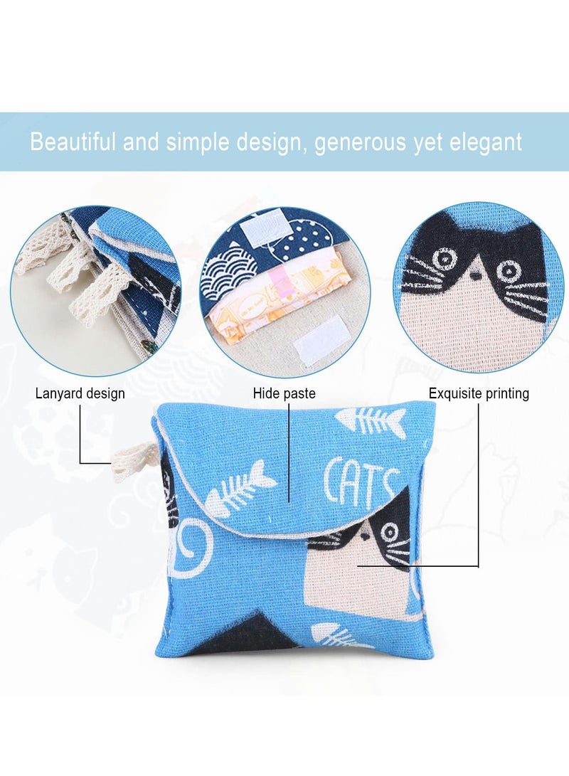 8 Pack Sanitary Napkin Storage Bag Portable Pad Zipper Napkins First Period for Girls Women Ladies Sheep