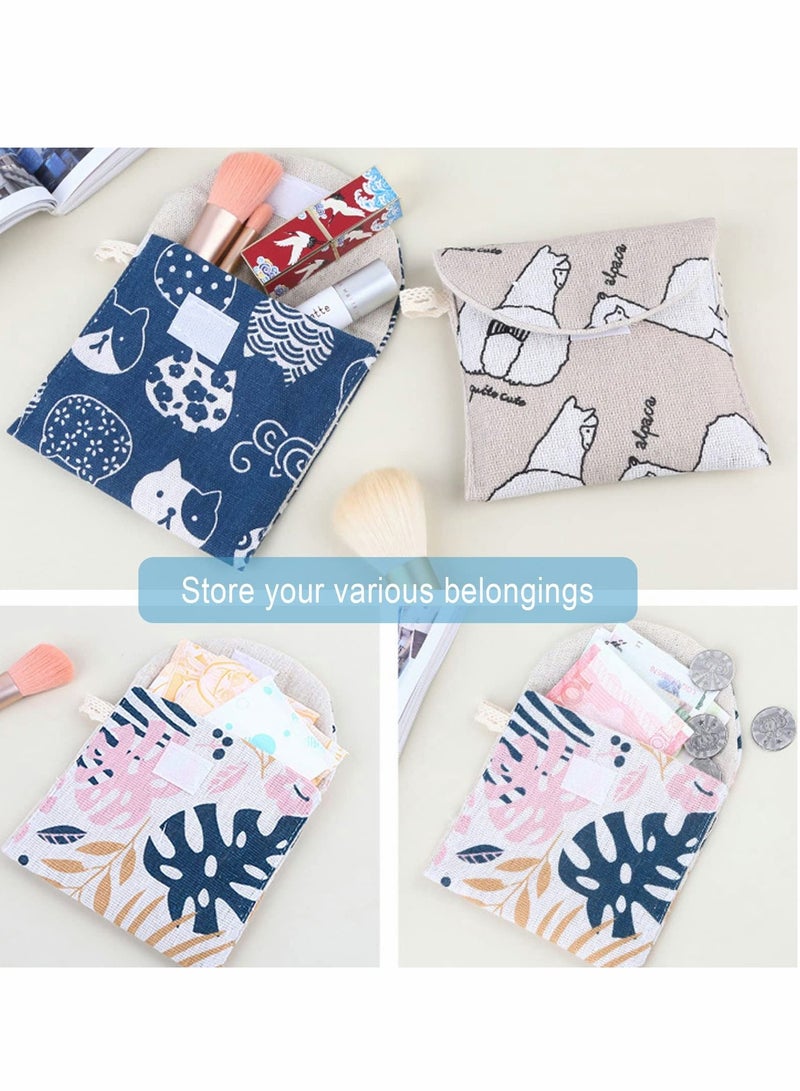 8 Pack Sanitary Napkin Storage Bag Portable Pad Zipper Napkins First Period for Girls Women Ladies Sheep