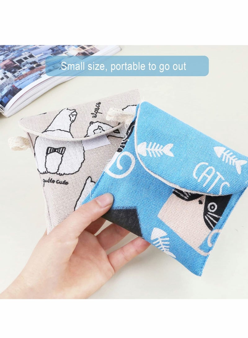 8 Pack Sanitary Napkin Storage Bag Portable Pad Zipper Napkins First Period for Girls Women Ladies Sheep