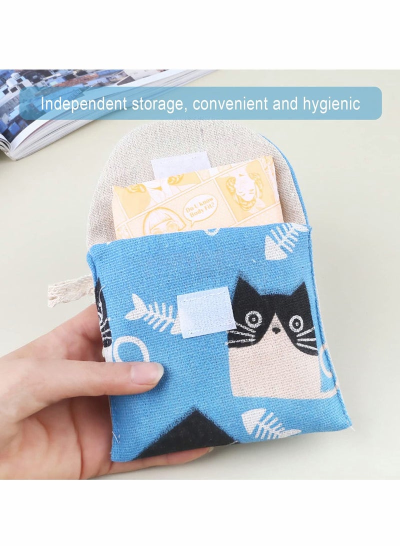 8 Pack Sanitary Napkin Storage Bag Portable Pad Zipper Napkins First Period for Girls Women Ladies Sheep