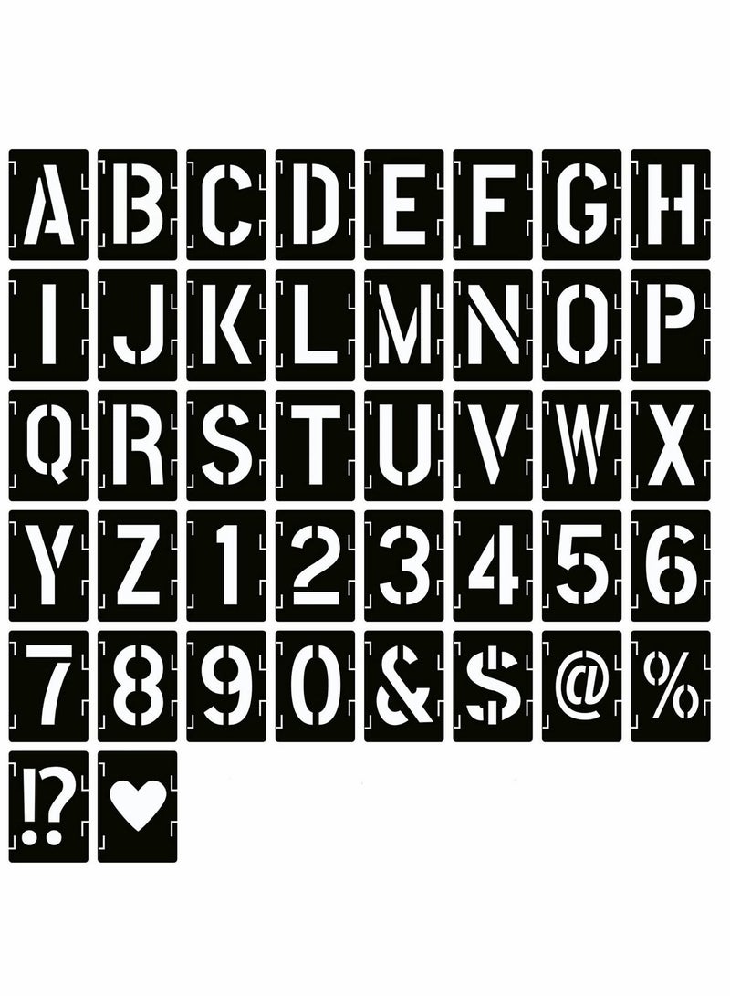 2 Inch Letter Stencils Symbol Numbers Craft Stencils 42 Pcs Reusable Alphabet Templates Interlocking Kit for Painting on Wood Wall Fabric Rock Chalkboard Sign DIY Art Projects