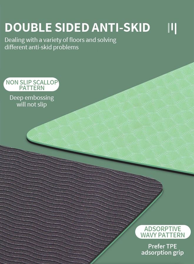 6MM Yoga Mat Non Slip– Patented Alignment System, Warrior-Like Grip, Non-Slip, Eco-Friendly and Biodegradable, Sweat Resistant, TPE Workout Mat