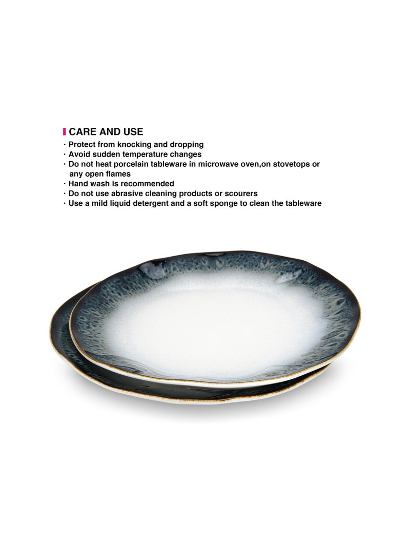Set of 2 Dinner Plates 26cm Galactica, Porcelain Plate For Serving, Main Courses And Meals, Microwave, Oven, and Dishwasher Safe, Scratch Resistant, Kitchen Tableware