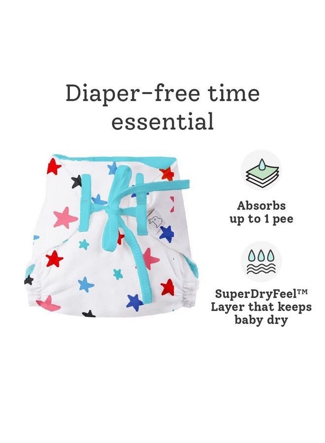 Basic Pack Of 4 Assorted Cloth Diaper For Baby And 1 Dry Feel Langot (Fits 05 Kg) ; Washable & Reusable Cotton Diaper For 03 Yrs ; Freesize Adjustable ; Reduces Rash ; With 4 Quick Dry Pad Insert