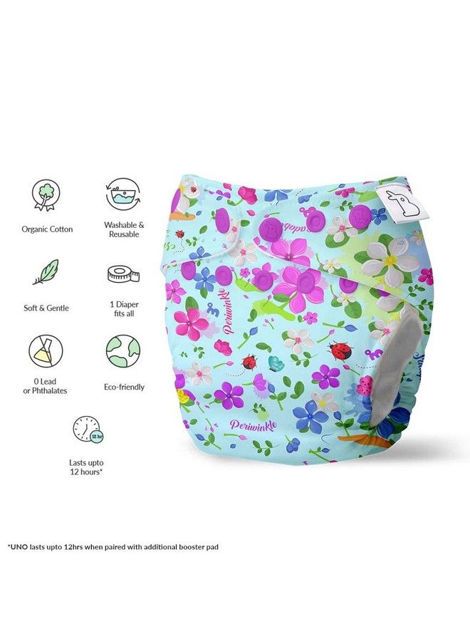 New Uno Freesize Cloth Diaper Set Of 2; Cloth Diaper For Babies 3M To 3Y ; Washable & Reusable Cloth Diaper ; Comes With Cloth Diaper Insert ; 2 Diaper And 2 Organic Cotton Soaker