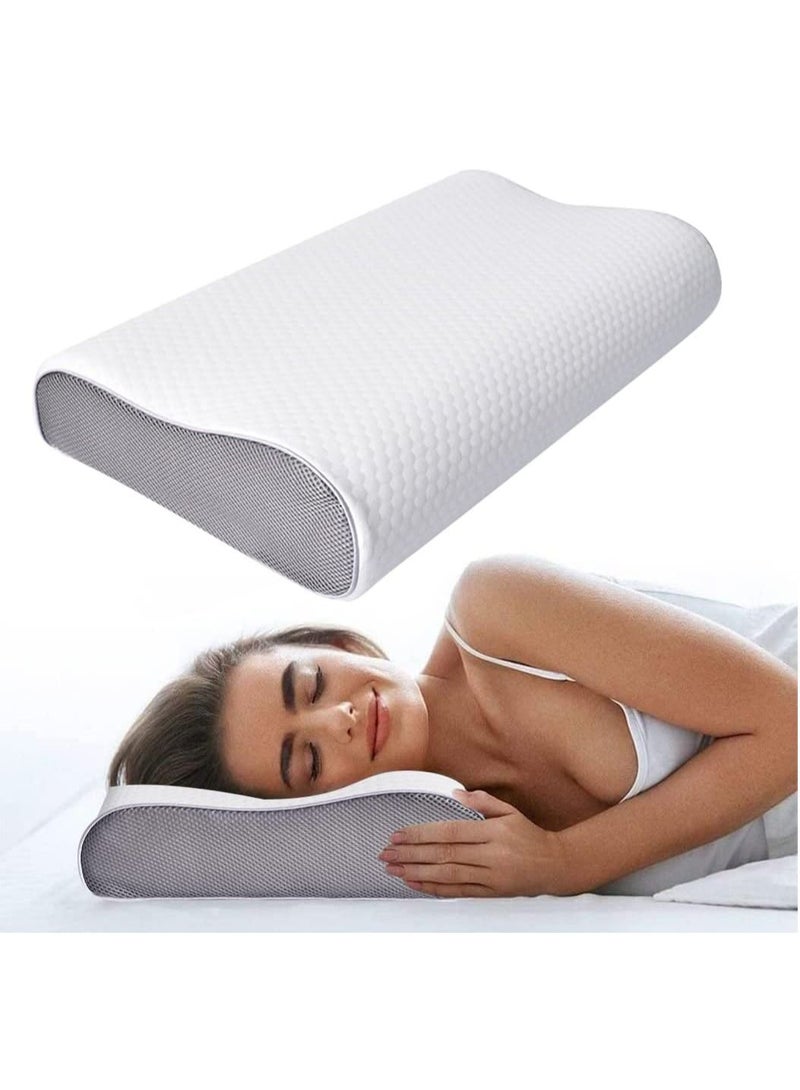 Memory Foam Pillow, Ergonomic Cervical Sleeping Pillow 2 Adjustable Height Orthopedic Pillow, Neck Support Contour Bed Pillows for Side Back Stomach Shoulder Sleepers Pain Relief with Washable Cover