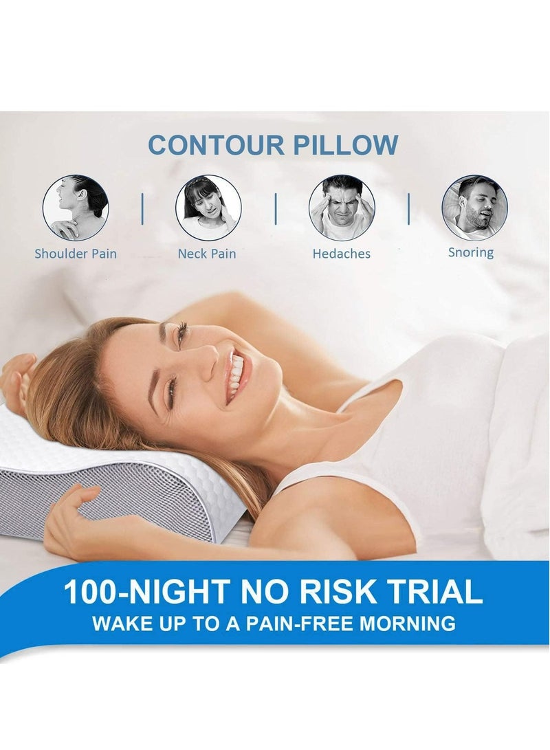 Memory Foam Pillow, Ergonomic Cervical Sleeping Pillow 2 Adjustable Height Orthopedic Pillow, Neck Support Contour Bed Pillows for Side Back Stomach Shoulder Sleepers Pain Relief with Washable Cover