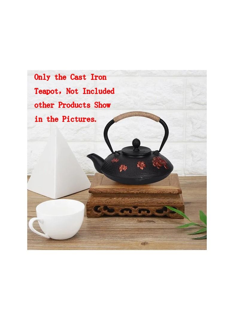 1-Piece Cast Iron Teapot,0.9L Household Mini Black Iron Kettle,Teapot Use for Teahouse/Home/Hotel/Restaurant Supplies