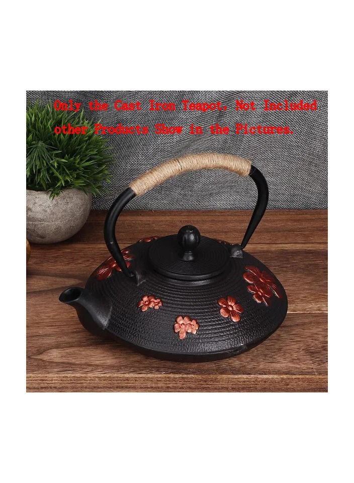 1-Piece Cast Iron Teapot,0.9L Household Mini Black Iron Kettle,Teapot Use for Teahouse/Home/Hotel/Restaurant Supplies