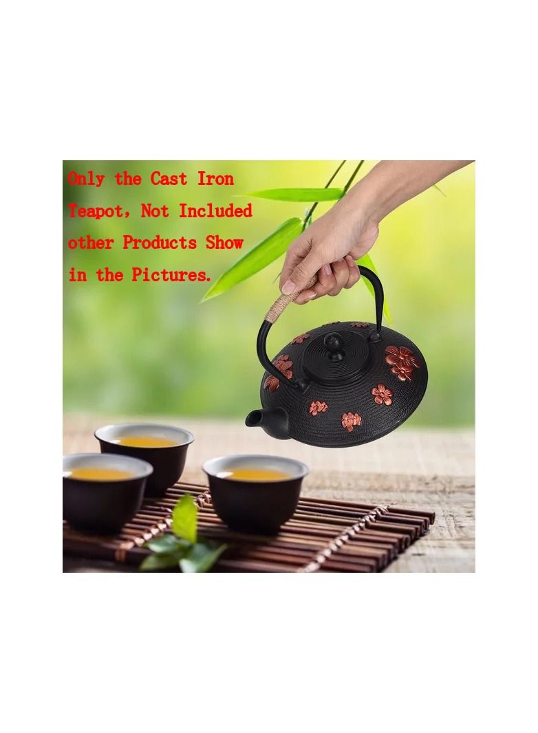 1-Piece Cast Iron Teapot,0.9L Household Mini Black Iron Kettle,Teapot Use for Teahouse/Home/Hotel/Restaurant Supplies