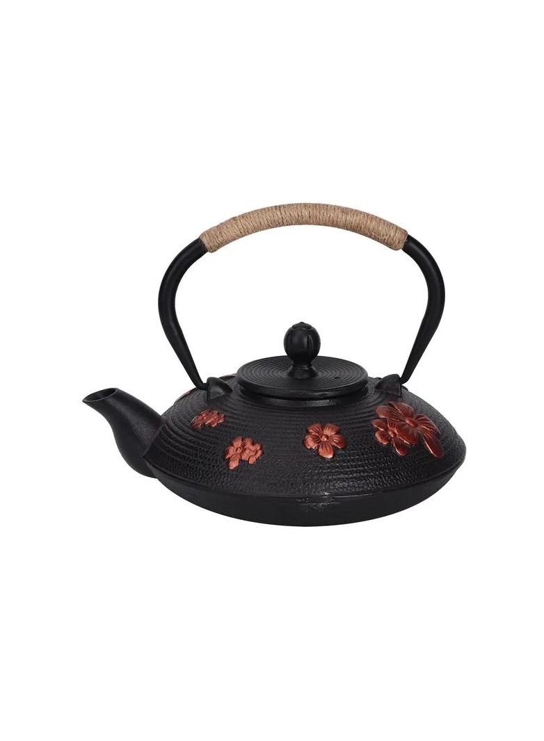 1-Piece Cast Iron Teapot,0.9L Household Mini Black Iron Kettle,Teapot Use for Teahouse/Home/Hotel/Restaurant Supplies