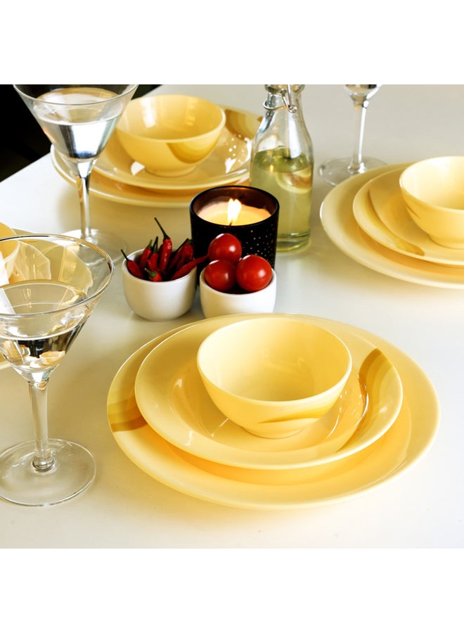 40-Piece Melamlne Printed Dinner Set With 8X25Cm Deep Plates, 8X20Cm Soup Plates, 1X36Cm Oval Plate, 1X23Cm Oval Bowl With Lid, 8Xsoup Spoons, 2Xrice Spoons, Serves 8 For Everyday Use, Yellow Yellow 10inch