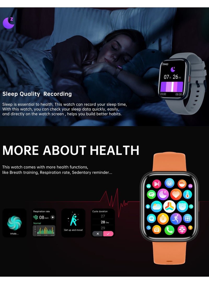 Sports Men's Smartwatch Fitness Tracker Waterproof Smart Watch for Men Women, Heart Rate Blood Pressure Monitor, Bluetooth Calls