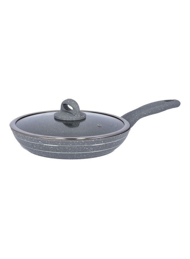 Granite Coated Frypan With Lid Grey 26x5cm