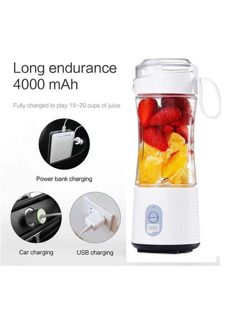 Multi-Design USB Rechargeable Electric Juice Blender 380.0 ml Blender-02 White