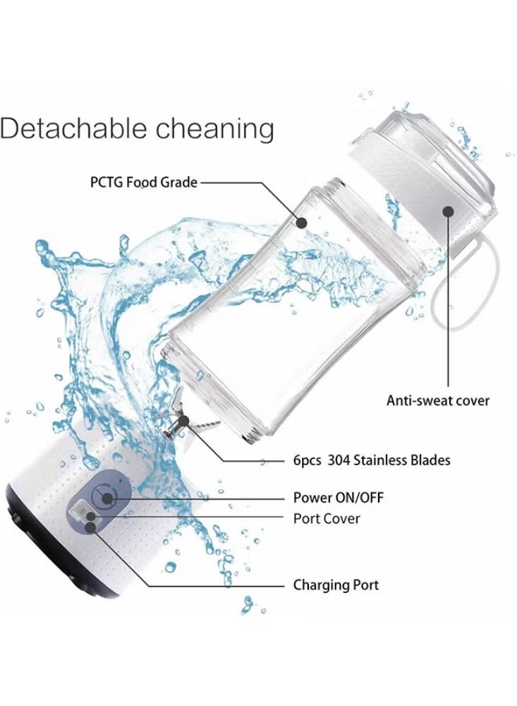 Multi-Design USB Rechargeable Electric Juice Blender 380.0 ml Blender-02 White