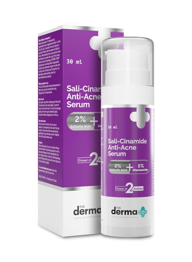 The Derma Co Sali-Cinamide Anti-Acne Face Serum with 2% Salicylic Acid and 5% Niacinamide for Acne and Acne Marks - 30ml